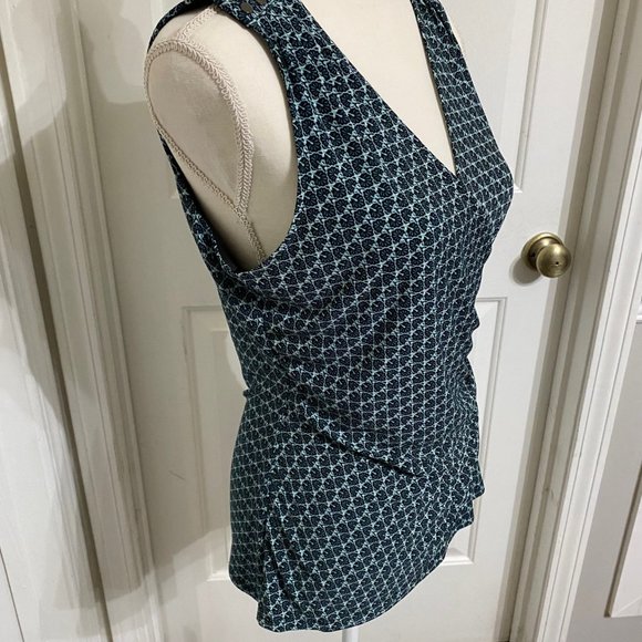 WHBM M Mock Wrap Top with Gathered Waistline and Accents at the Shoulders - Picture 3 of 10